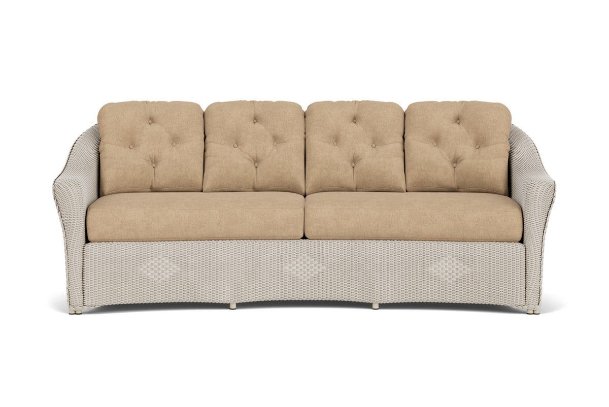 Lloyd Flanders Reflections Crescent Sofa in Linen with Hayden Sand fabric