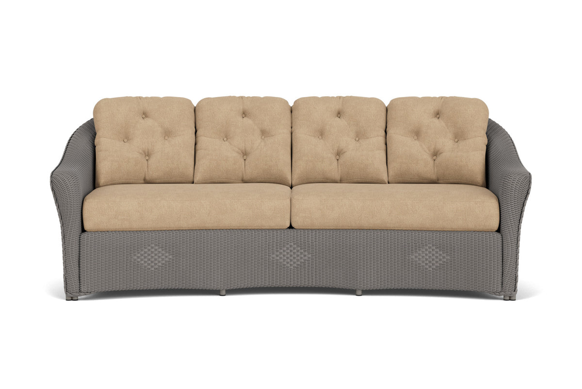 Lloyd Flanders Reflections Crescent Sofa in Pewter with Hayden Sand fabric