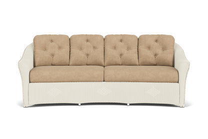Lloyd Flanders Reflections Crescent Sofa in Ivory with Hayden Sand fabric