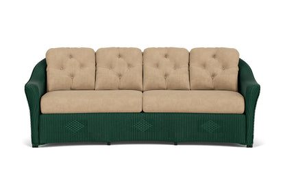 Lloyd Flanders Reflections Crescent Sofa in Woodland with Hayden Sand fabric