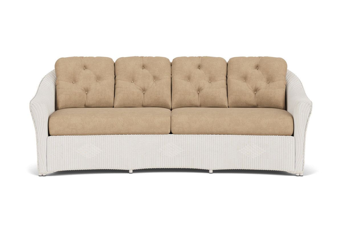 Lloyd Flanders Reflections Crescent Sofa in Antique White with Hayden Sand fabric