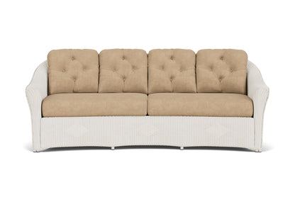 Lloyd Flanders Reflections Crescent Sofa in Antique White with Hayden Sand fabric