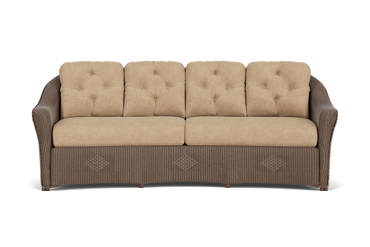 Lloyd Flanders Reflections Crescent Sofa in Bark with Hayden Sand fabric