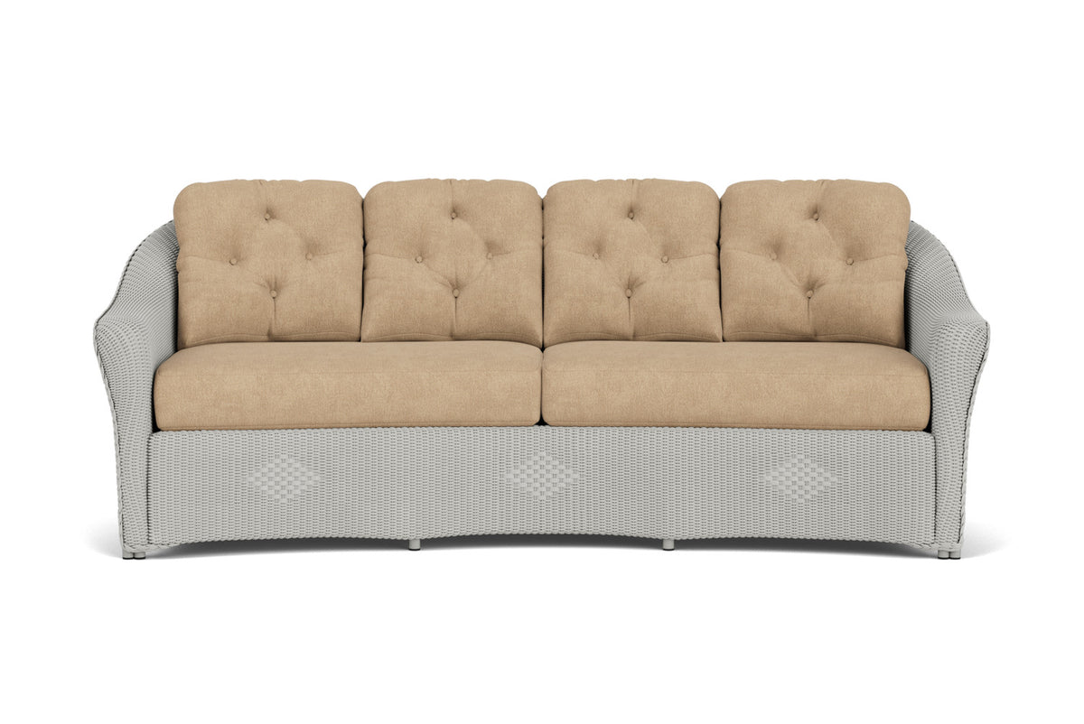 Lloyd Flanders Reflections Crescent Sofa in Platinum with Hayden Sand fabric
