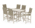 POLYWOOD Coastal Woven High-Back Arm Chair 7-Piece Bar Set in Sand / Dune Grass