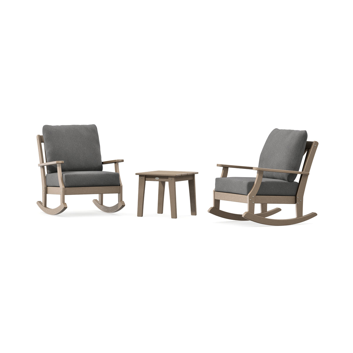 POLYWOOD Braxton 3-Piece Deep Seating Rocker Set in Vintage Sahara