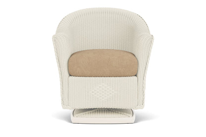 Lloyd Flanders Reflections Swivel Rocker Dining Armchair in Ivory with Hayden Sand fabric
