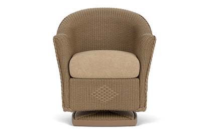 Lloyd Flanders Reflections Swivel Rocker Dining Armchair in Fawn with Hayden Sand fabric