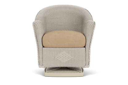 Lloyd Flanders Reflections Swivel Rocker Dining Armchair in Linen with Hayden Sand fabric