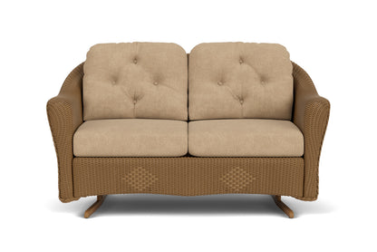 Lloyd Flanders Reflections Loveseat Glider in Hickory with Hayden Sand fabric