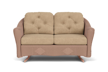 Lloyd Flanders Reflections Loveseat Glider in Rosewood with Hayden Sand fabric
