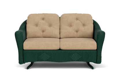 Lloyd Flanders Reflections Loveseat Glider in Woodland with Hayden Sand fabric