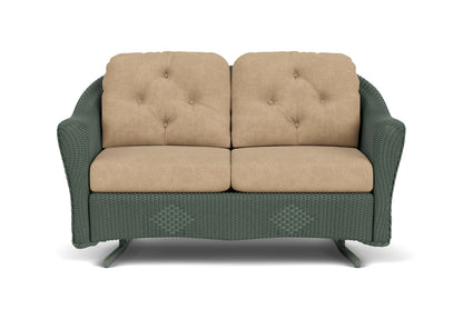 Lloyd Flanders Reflections Loveseat Glider in Spruce with Hayden Sand fabric