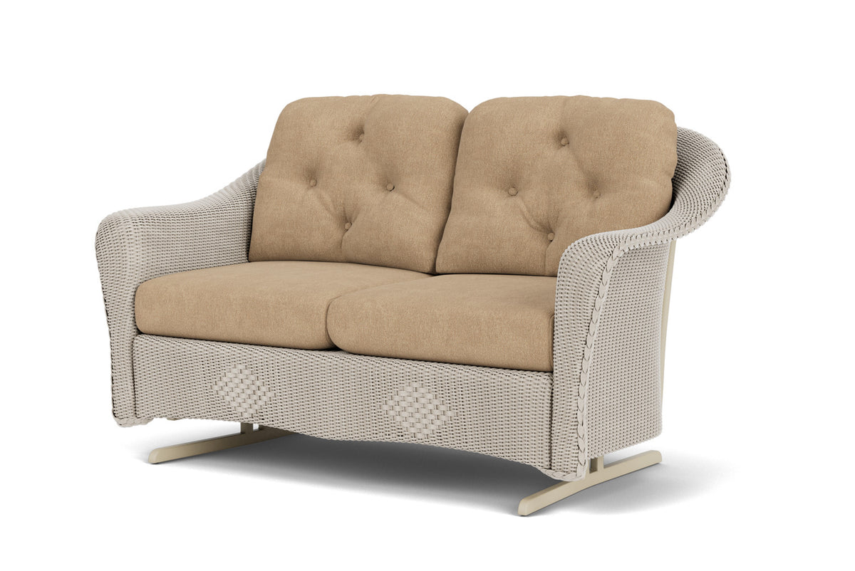 Lloyd Flanders Reflections Loveseat Glider in Linen with Hayden Sand fabric, view 10