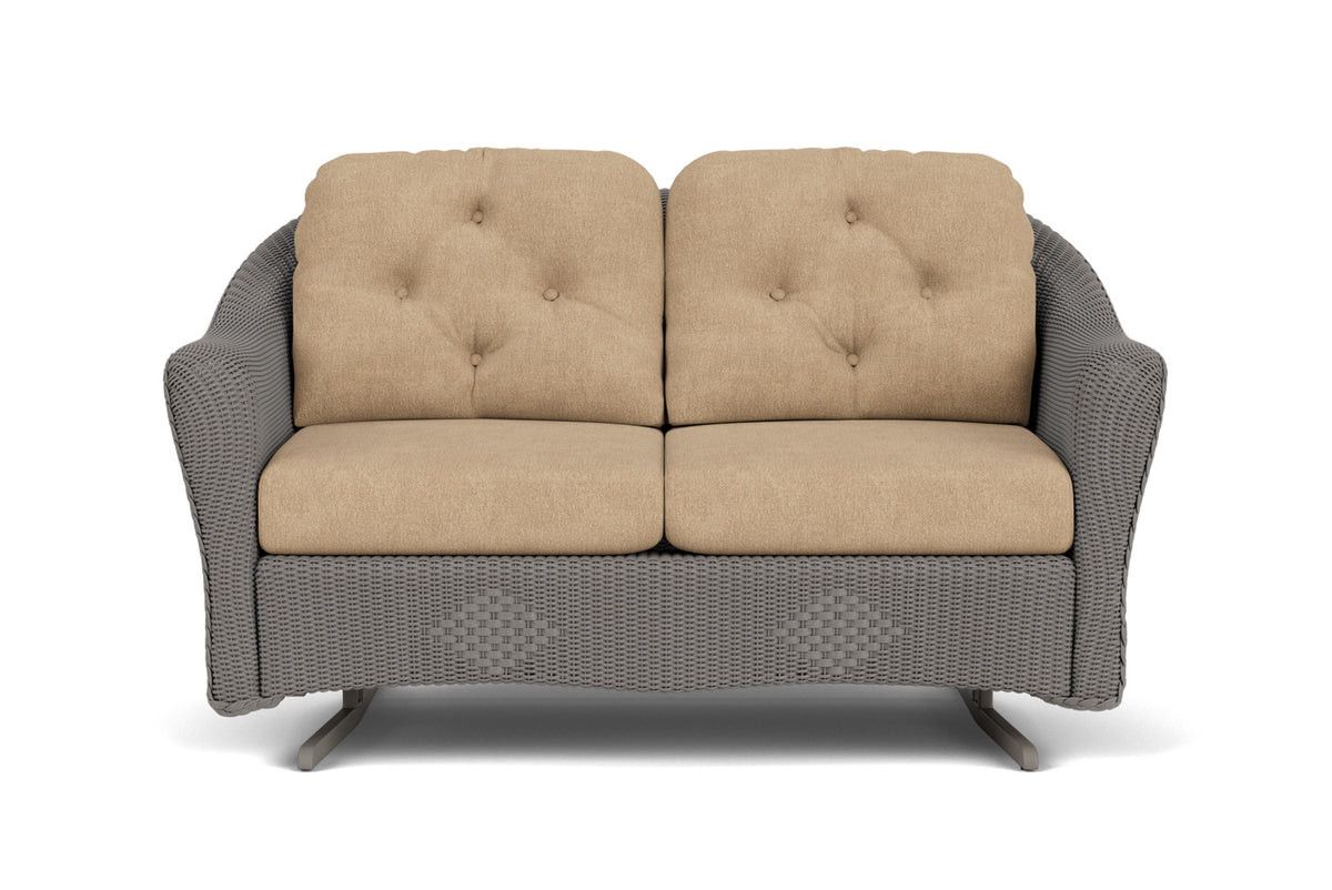 Lloyd Flanders Reflections Loveseat Glider in Pewter with Hayden Sand fabric