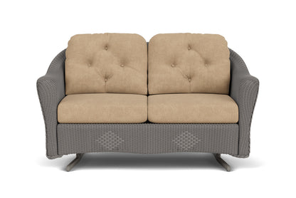 Lloyd Flanders Reflections Loveseat Glider in Pewter with Hayden Sand fabric