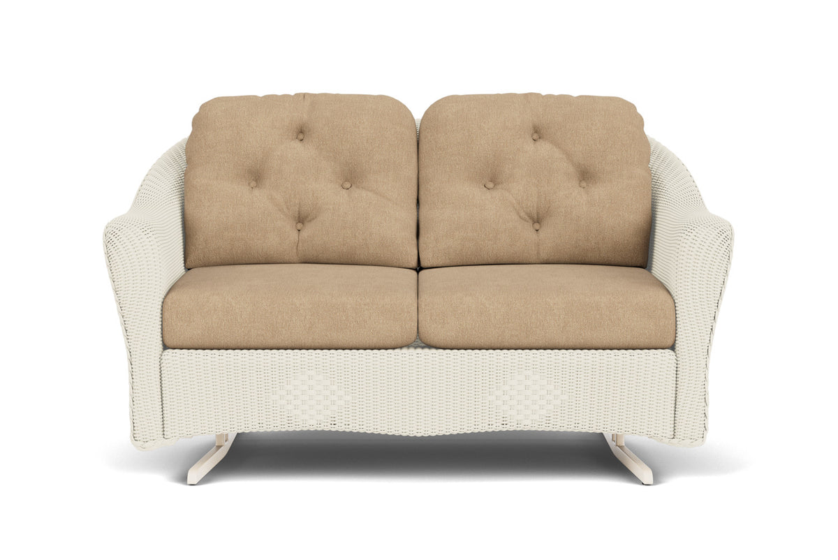 Lloyd Flanders Reflections Loveseat Glider in Ivory with Hayden Sand fabric