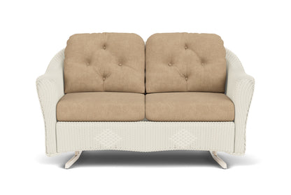 Lloyd Flanders Reflections Loveseat Glider in Ivory with Hayden Sand fabric