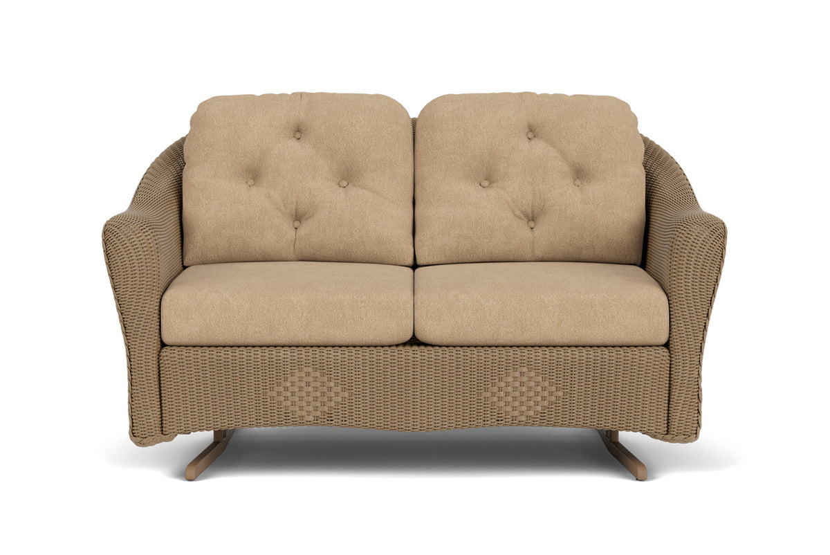 Lloyd Flanders Reflections Loveseat Glider in Fawn with Hayden Sand fabric