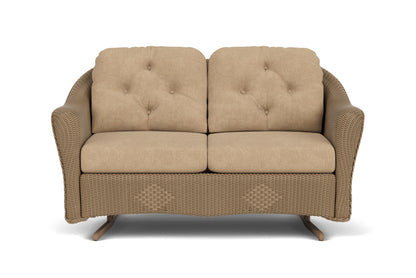 Lloyd Flanders Reflections Loveseat Glider in Fawn with Hayden Sand fabric