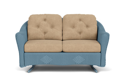 Lloyd Flanders Reflections Loveseat Glider in Stillwater with Hayden Sand fabric