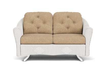 Lloyd Flanders Reflections Loveseat Glider in White with Hayden Sand fabric