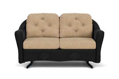 Lloyd Flanders Reflections Loveseat Glider in Ebony with Hayden Sand fabric