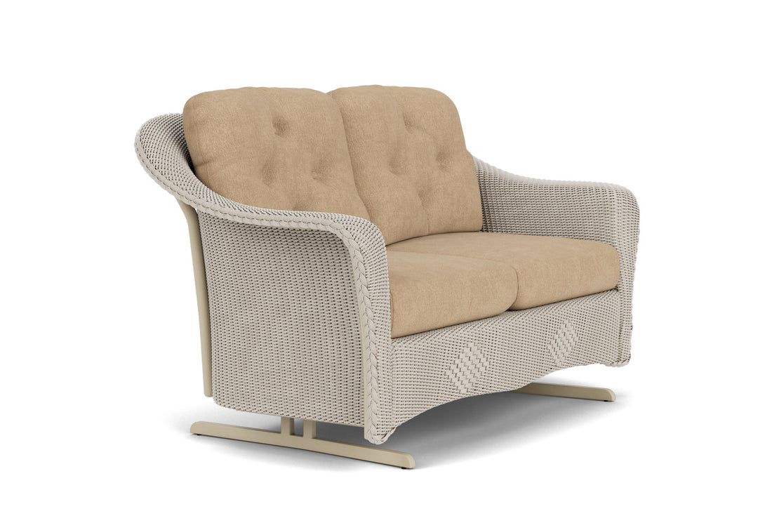 Lloyd Flanders Reflections Loveseat Glider in Linen with Hayden Sand fabric, view 3