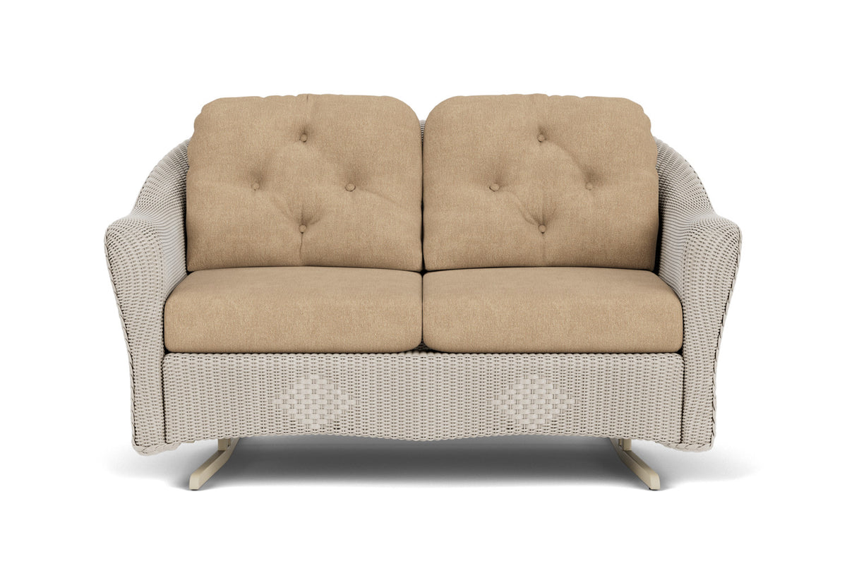 Lloyd Flanders Reflections Loveseat Glider in Linen with Hayden Sand fabric