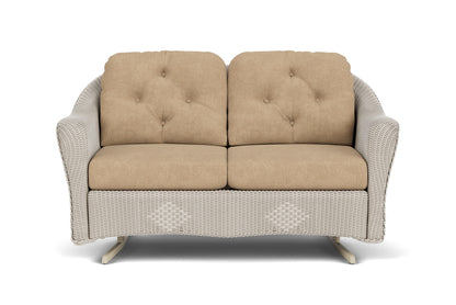Lloyd Flanders Reflections Loveseat Glider in Linen with Hayden Sand fabric