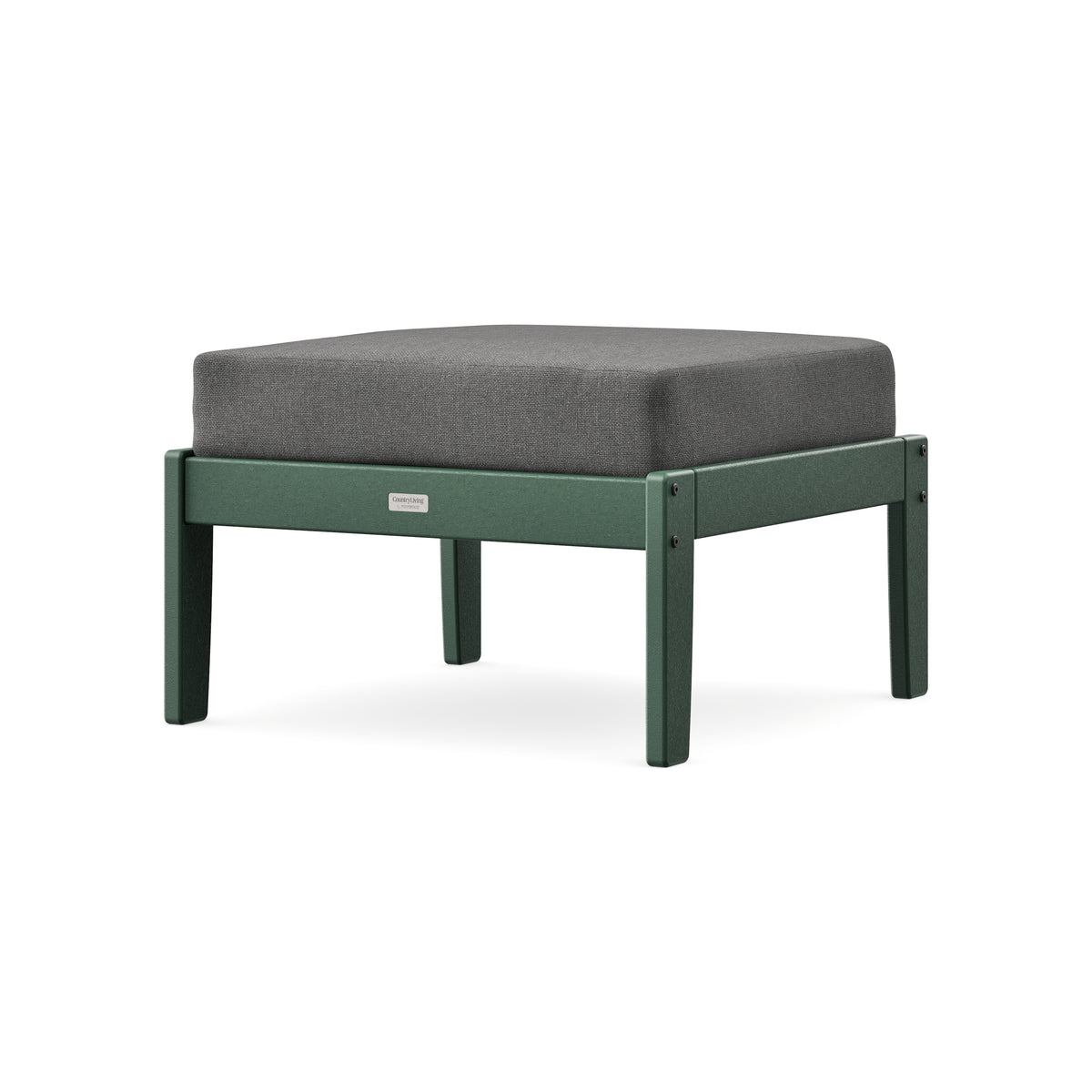 POLYWOOD Cottage Deep Seating Ottoman in Green / Ash Charcoal