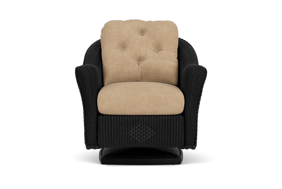 Lloyd Flanders Reflections Swivel Rocker Lounge Chair in Ebony with Hayden Sand fabric