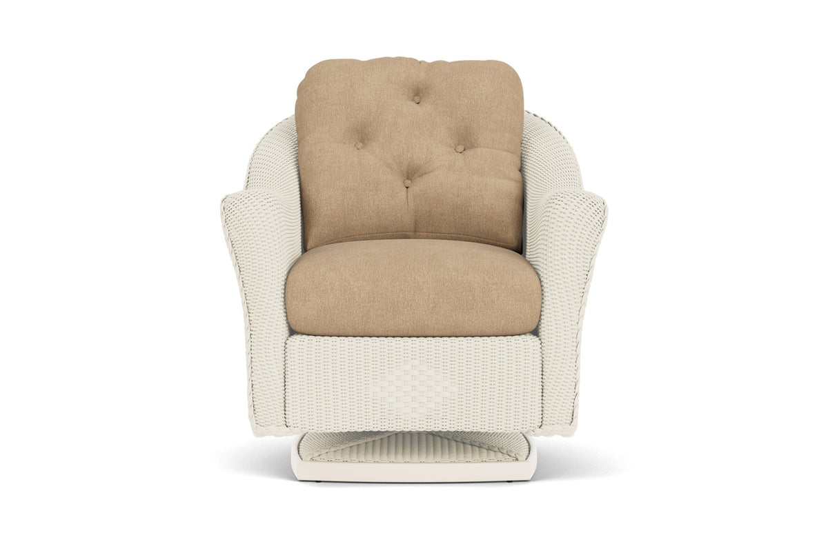 Lloyd Flanders Reflections Swivel Rocker Lounge Chair in Ivory with Hayden Sand fabric