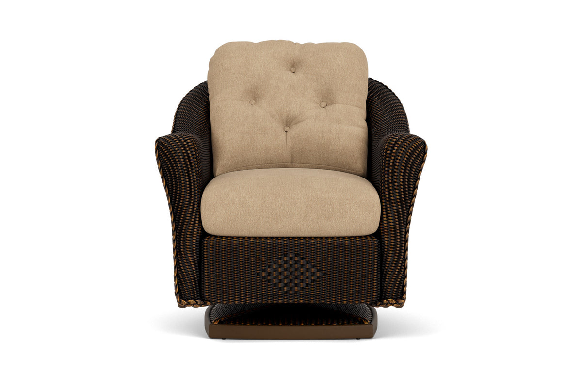 Lloyd Flanders Reflections Swivel Rocker Lounge Chair in Mink with Hayden Sand fabric