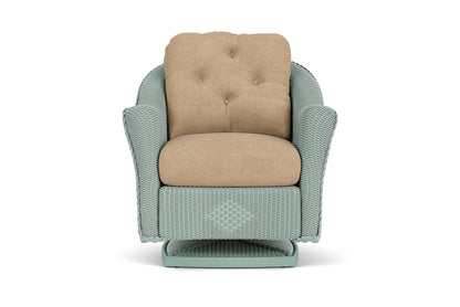 Lloyd Flanders Reflections Swivel Rocker Lounge Chair in Sea Glass with Hayden Sand fabric