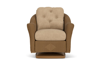 Lloyd Flanders Reflections Swivel Rocker Lounge Chair in Hickory with Hayden Sand fabric