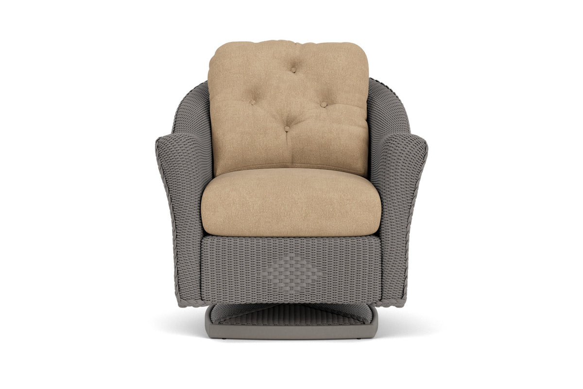 Lloyd Flanders Reflections Swivel Rocker Lounge Chair in Pewter with Hayden Sand fabric