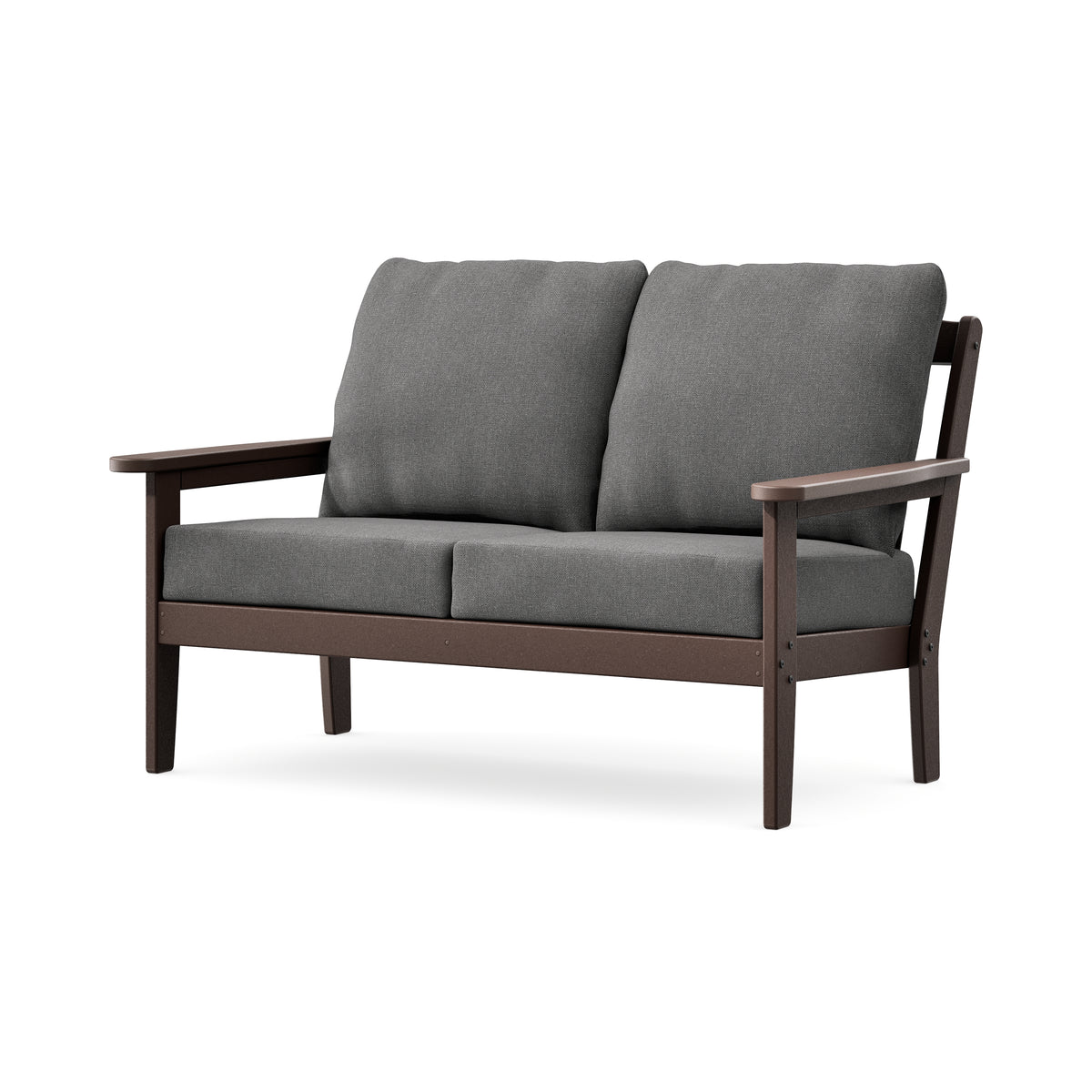 POLYWOOD Cottage Deep Seating Loveseat in Mahogany / Ash Charcoal