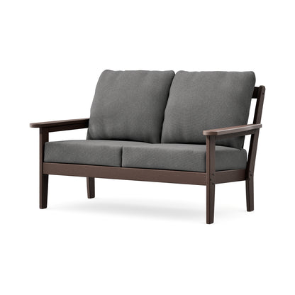 POLYWOOD Cottage Deep Seating Loveseat in Mahogany / Ash Charcoal