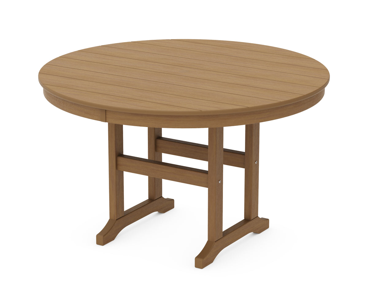 POLYWOOD 48" Round Farmhouse Dining Table in Natural