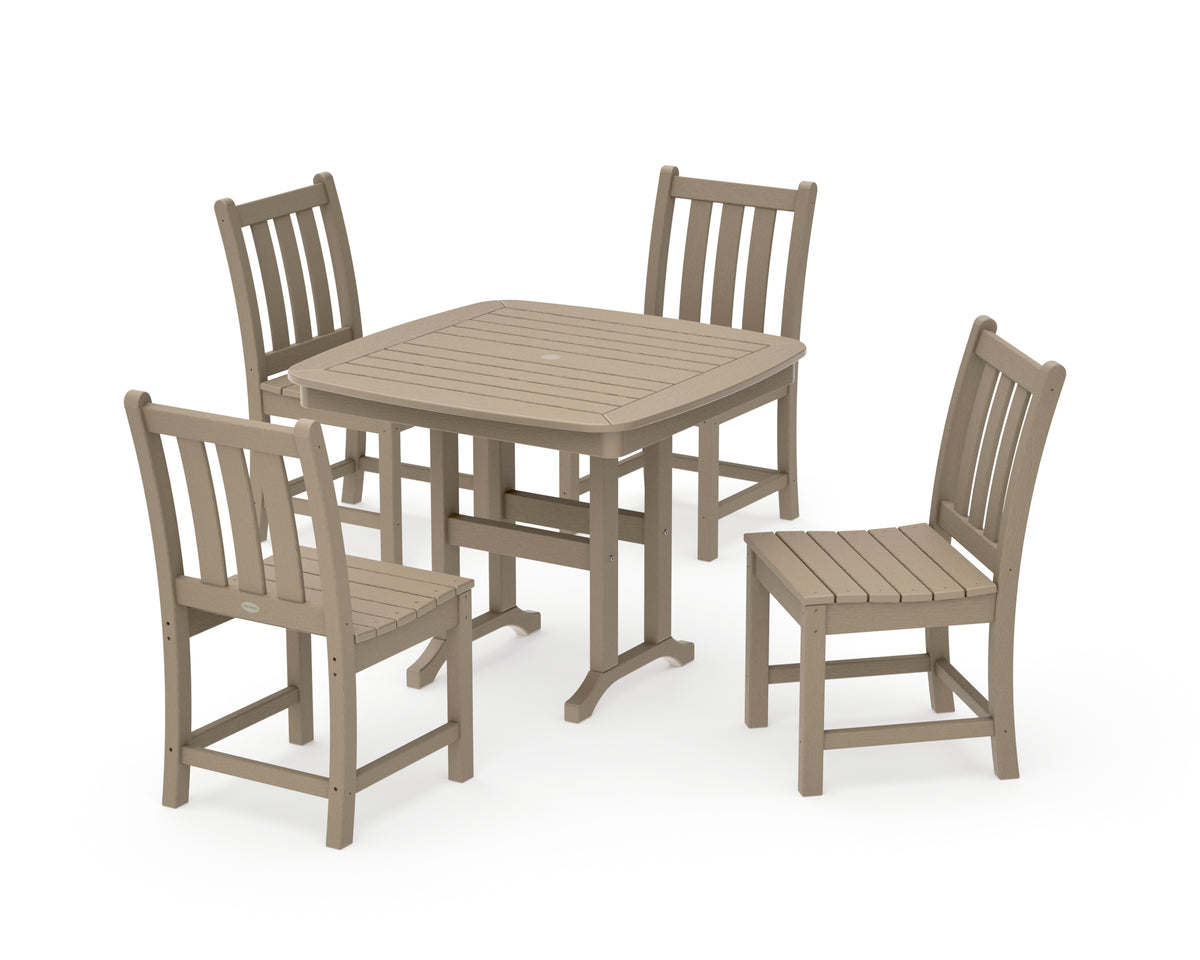POLYWOOD Traditional Garden Side Chair 5-Piece Dining Set in Vintage Sahara