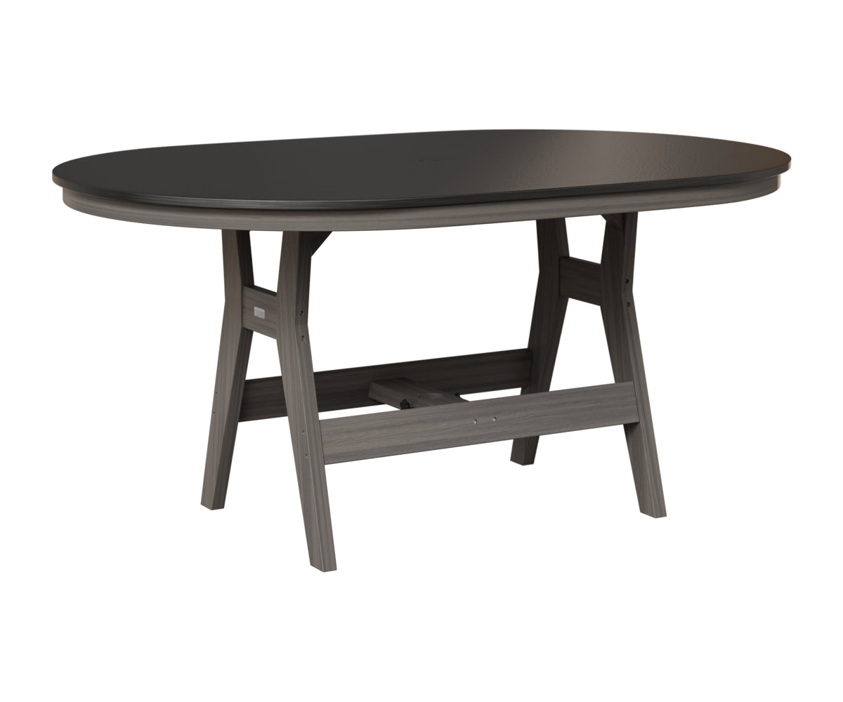 Berlin Gardens Harbor 44" x 64" Oblong Table in Coastal Gray, Hammered Black top