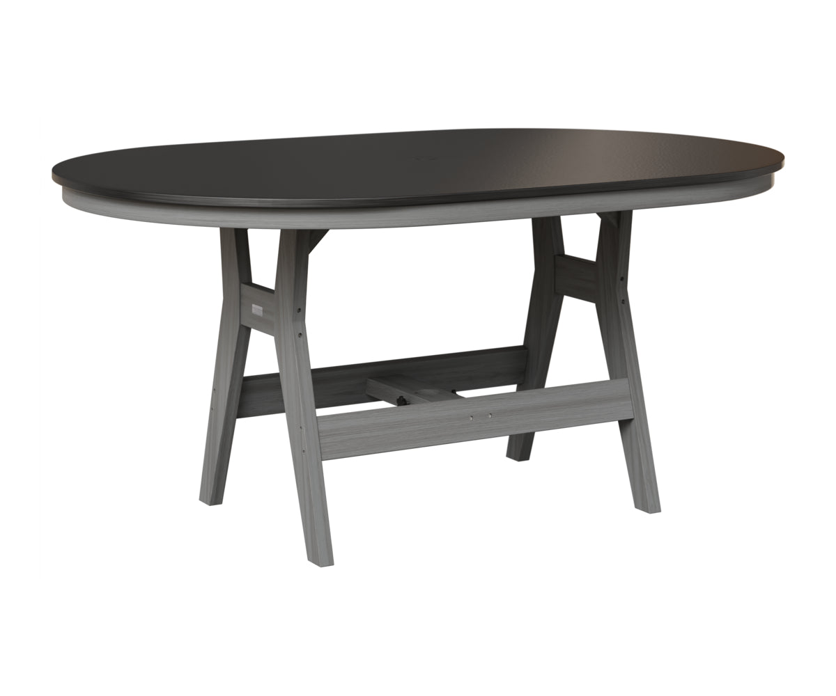 Berlin Gardens Harbor 44" x 64" Oblong Table in Driftwood Gray, Hammered Black top