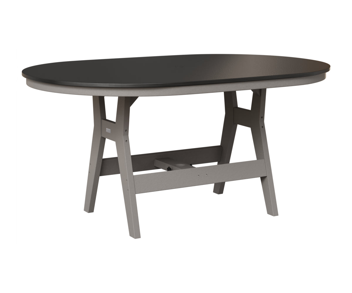 Berlin Gardens Harbor 44" x 64" Oblong Table in Light Gray, Hammered Black top