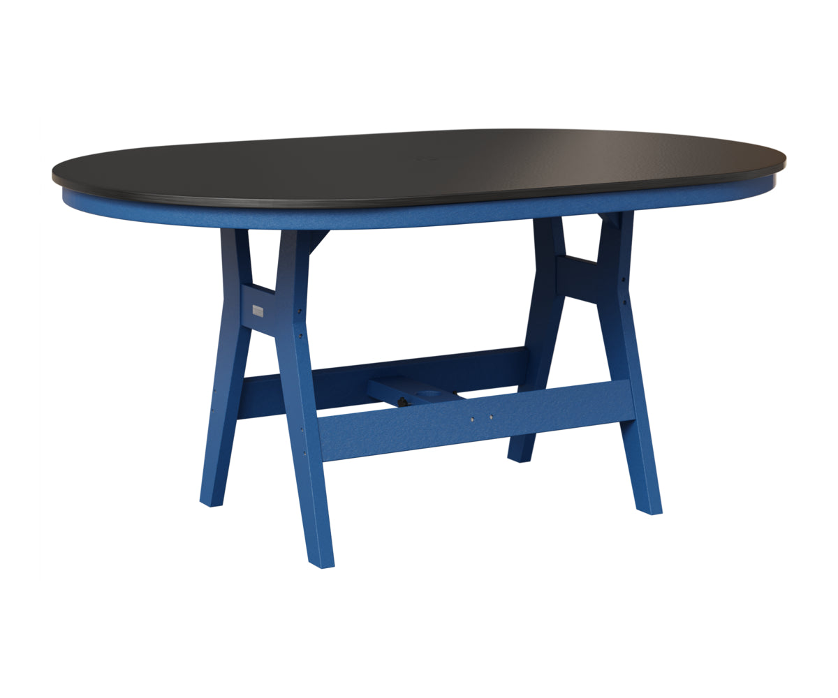 Berlin Gardens Harbor 44" x 64" Oblong Table in Pacific Blue, Hammered Black top