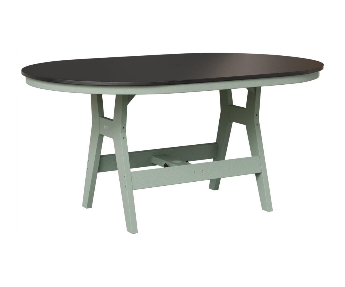 Berlin Gardens Harbor 44" x 64" Oblong Table in Sea Foam, Hammered Black top