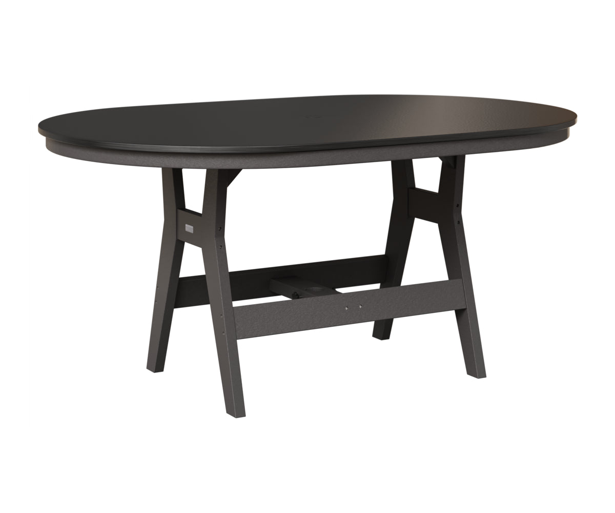 Berlin Gardens Harbor 44" x 64" Oblong Table in Smoke Gray, Hammered Black top