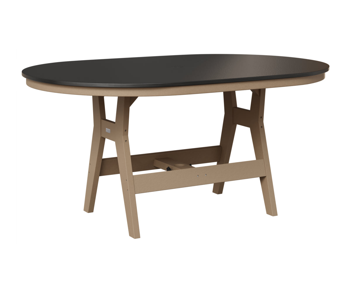 Berlin Gardens Harbor 44" x 64" Oblong Table in Weatherwood, Hammered Black top