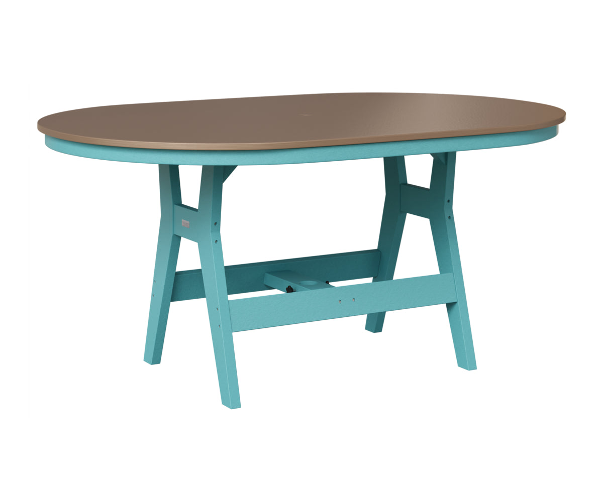 Berlin Gardens Harbor 44" x 64" Oblong Table in Aruba Blue, Hammered Bronze top
