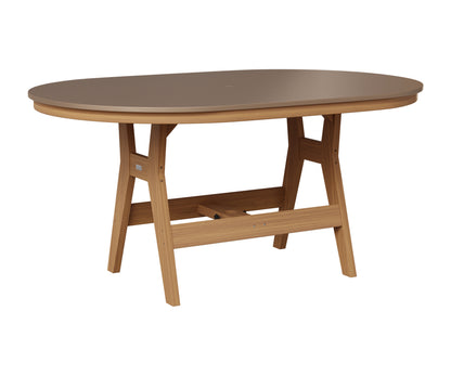 Berlin Gardens Harbor 44" x 64" Oblong Table in Natural Teak, Hammered Bronze top